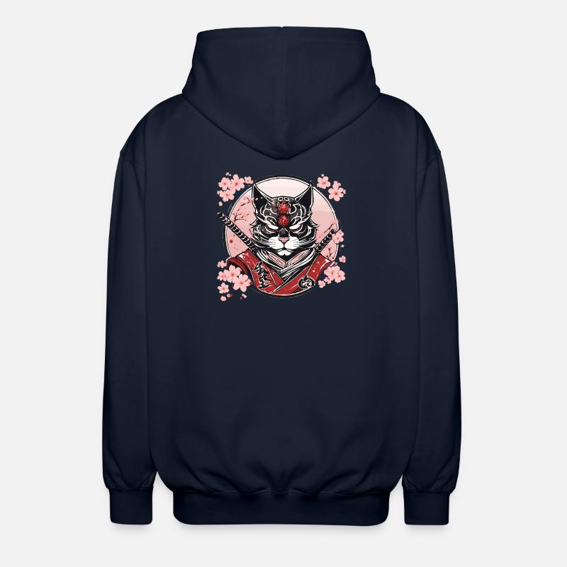 Dämonischer Kawaii Neko Samurai : Katzen-Samurai - Unisex Kapuzenjacke - Navy