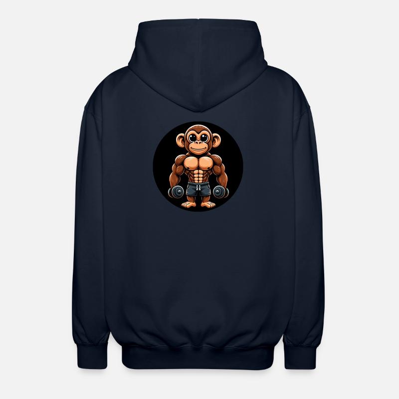 Monkey Chimpanzee Bodybuilder Training - Unisex Hooded Jacket - navy