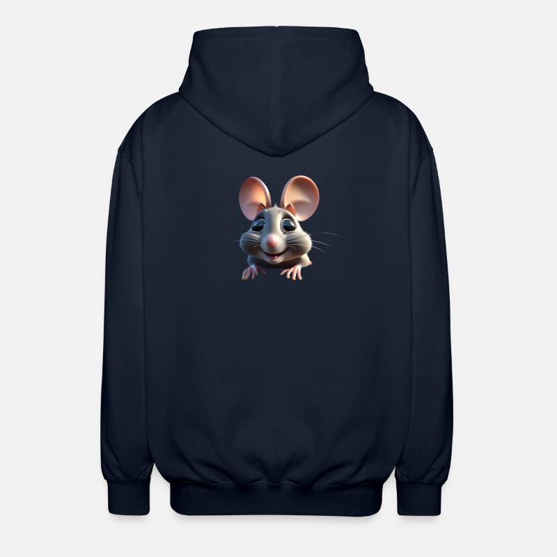 Whimsical Mouse Cheer - Unisex Hooded Jacket - navy
