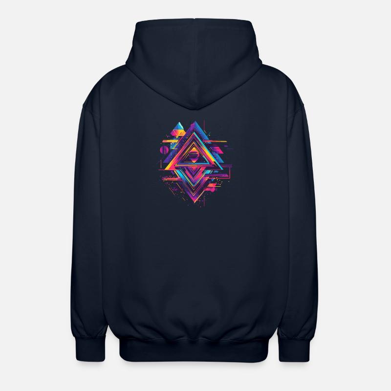 Futuristisches Psychedelisch Techno Trance 90s 80s - Unisex Kapuzenjacke - Navy