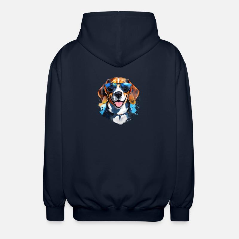Beagle mit Sonnenbrille - Unisex Kapuzenjacke - Navy
