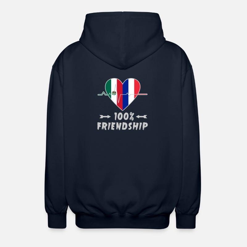 Mexiko und Frankreich 100% Freundschaft - Unisex Kapuzenjacke - Navy