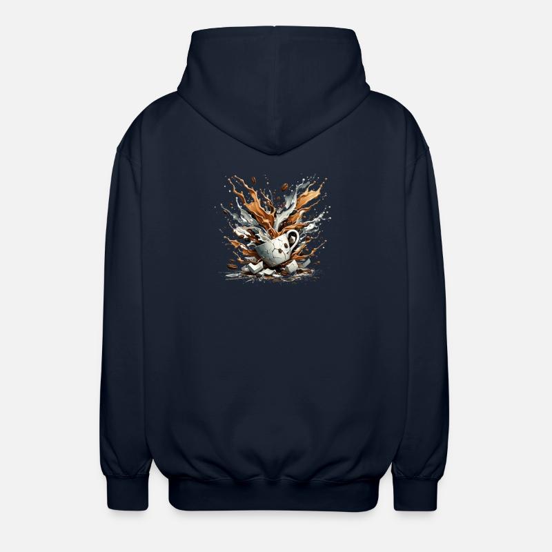 Exploded Coffee - 100% Caffeine - Unisex Hooded Jacket - navy