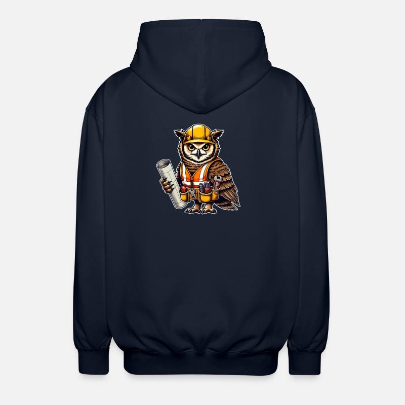 Bauarbeiter-Eule – Clever & Handwerklich! - Unisex Kapuzenjacke - Navy
