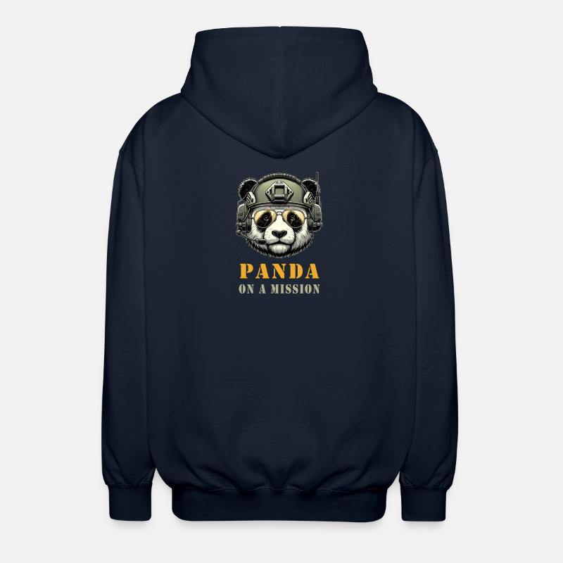 Panda in Mission / Military - Unisex Hooded Jacket - navy