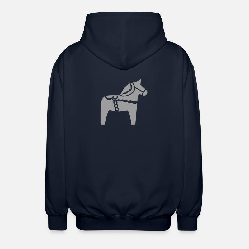 Skandinavisches Dala Pferd – Folklore Design - Unisex Kapuzenjacke - Navy