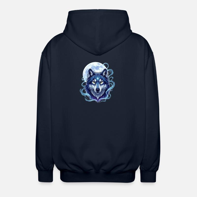 Wolf - Unisex Hooded Jacket - navy