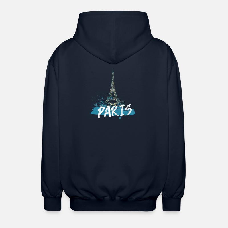 Tour Eiffel de Paris avec calligraphie - Veste à capuche unisexe - marine