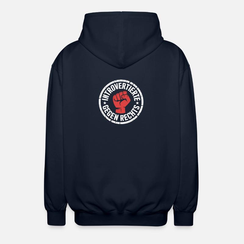 Introverts vs. Right - Antifascist Merch - Unisex Hooded Jacket - navy
