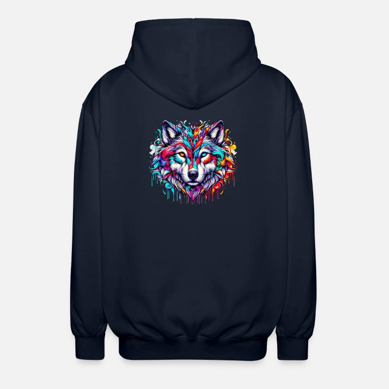 Wolf - Unisex Hooded Jacket - navy