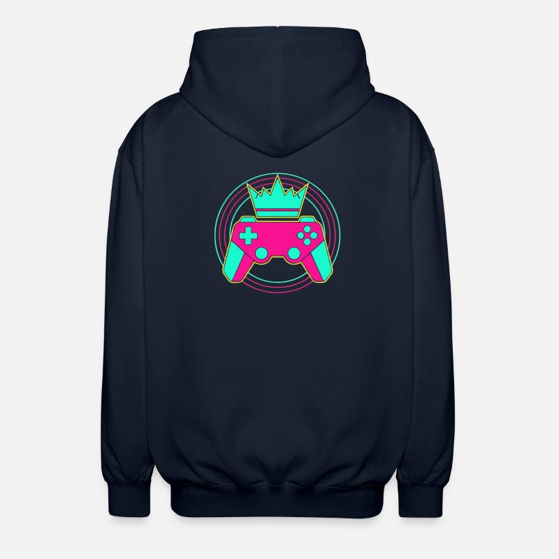 Controller Krone Neon Minimal Zocker Art - Unisex Kapuzenjacke - Navy