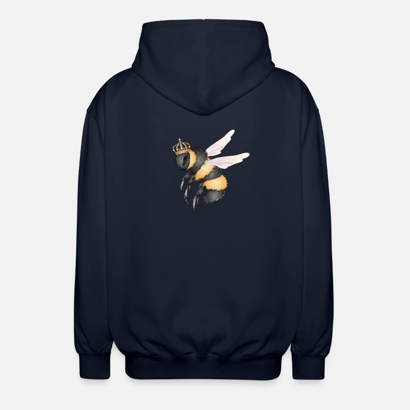 Zeichnung einer fliegenden Hummel mit Krone - Unisex Kapuzenjacke - Navy