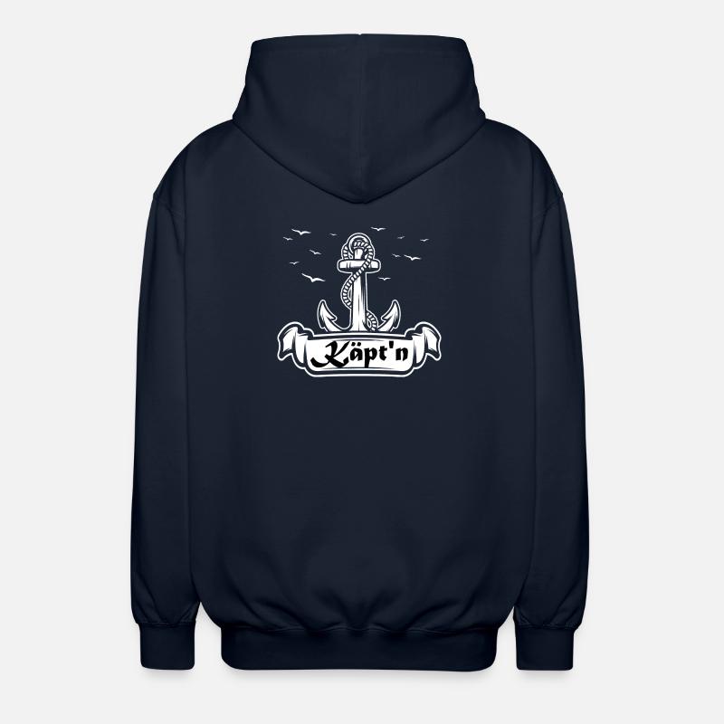Captain Anchor Seafaring Logo - Unisex Hooded Jacket - navy
