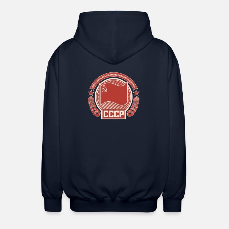 Sovjetiskt emblem Kransflaggmönster - Luvjacka unisex - marinblå