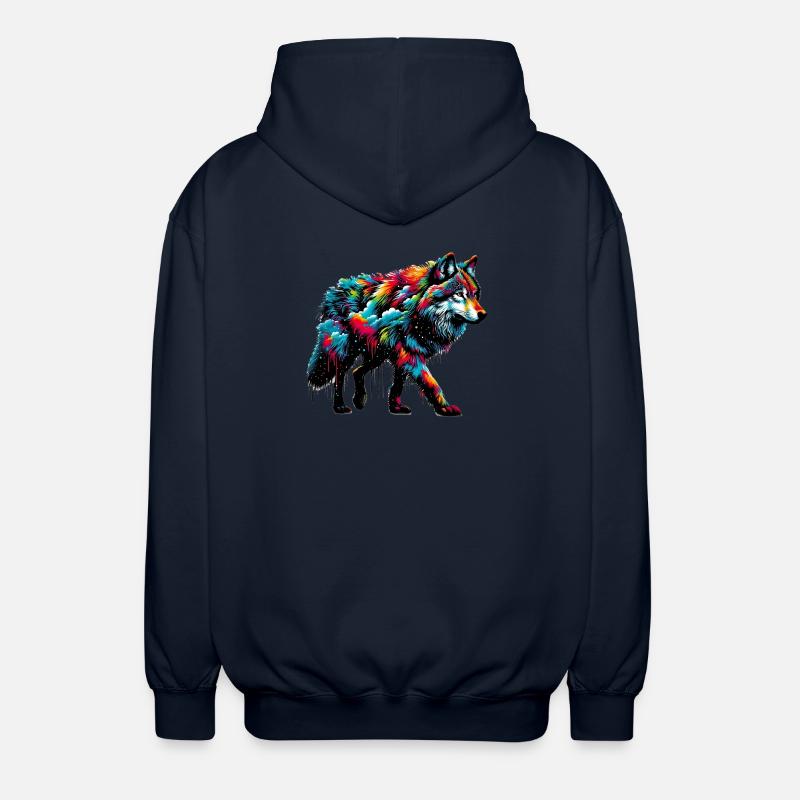 Wolf - Unisex Hooded Jacket - navy