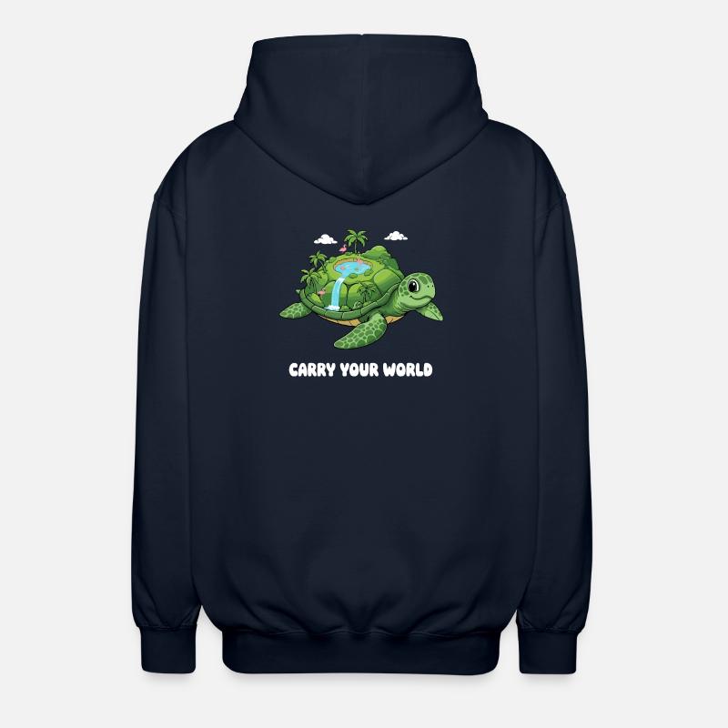 Tortue insulaire avec cascade - Veste à capuche unisexe - marine