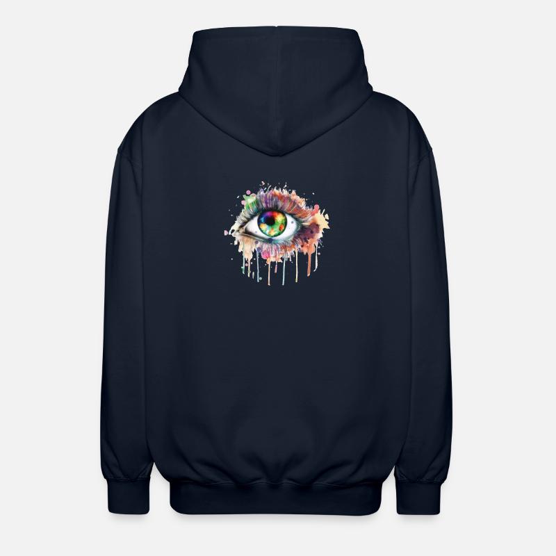 Œil arc-en-ciel Aquarelle Œil, Œil, Arc-en-ciel - Veste à capuche unisexe - marine