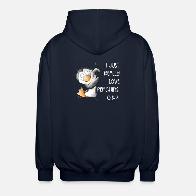 Pingouin Drolliger J’aime vraiment les pingouins - Veste à capuche unisexe - marine