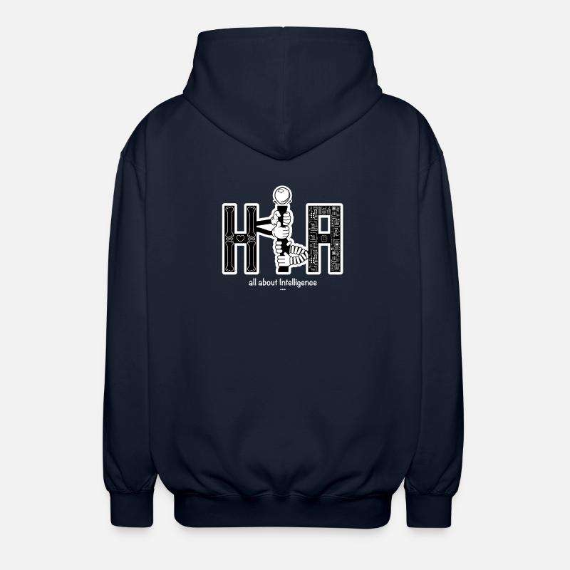 Human vs Artificial Intelligence - Unisex Hooded Jacket - navy