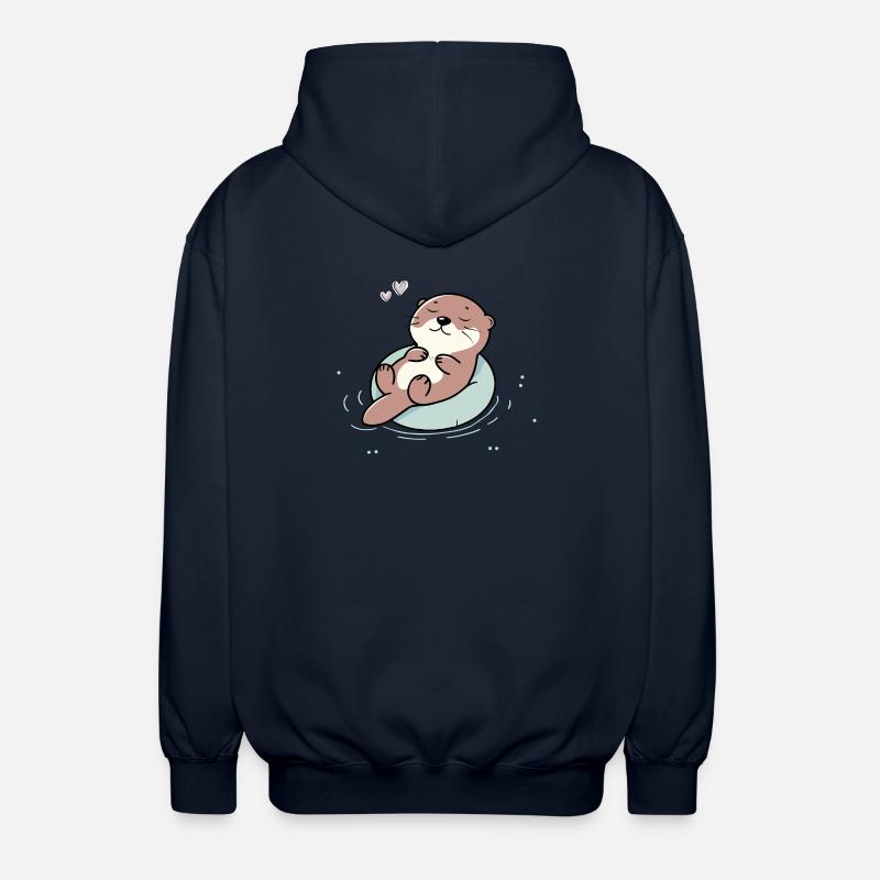 Loutre détendue - Illustration d’animal mignon - Veste à capuche unisexe - marine