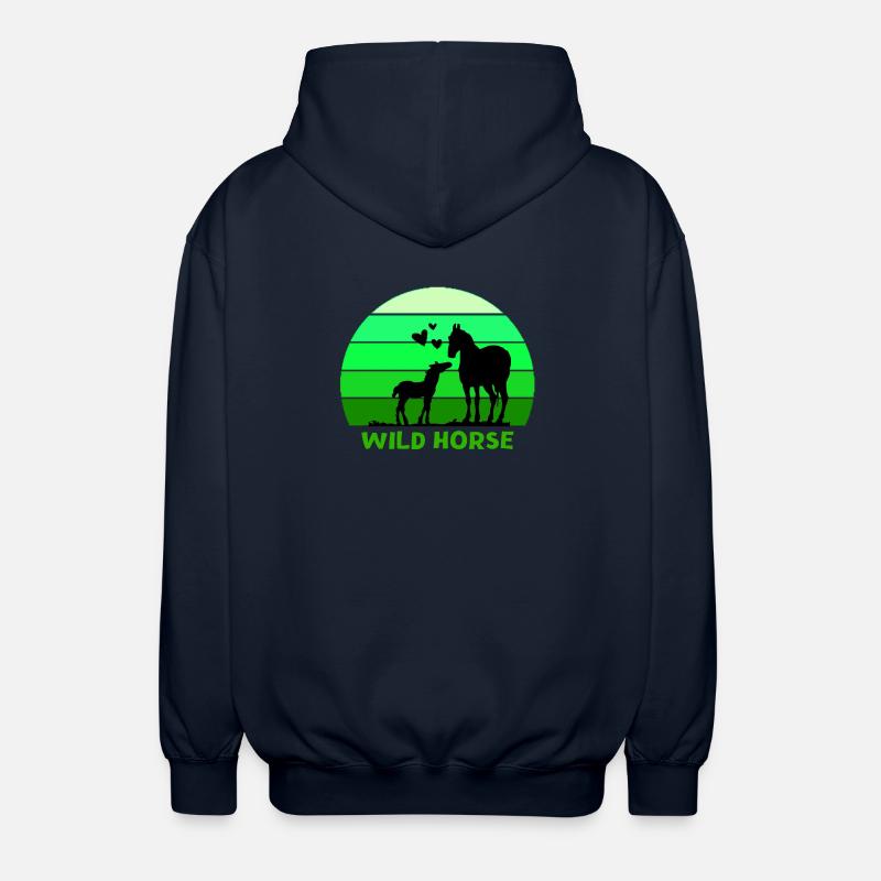 cheval, cheval sauvage, passionné de chevaux - Veste à capuche unisexe - marine
