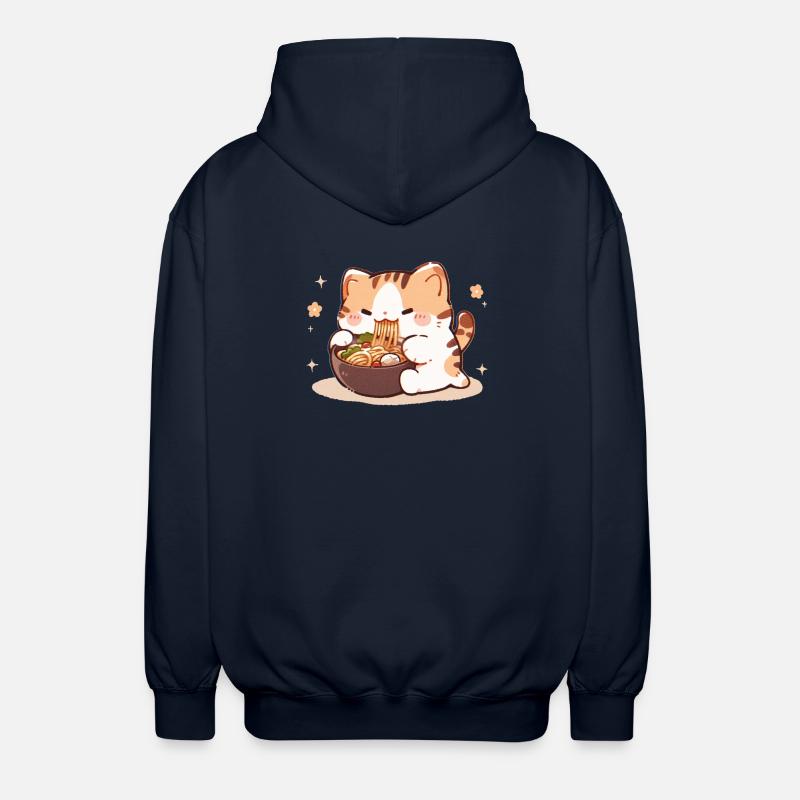 Cat Eating Spaghetti Meme - Unisex Hooded Jacket - navy
