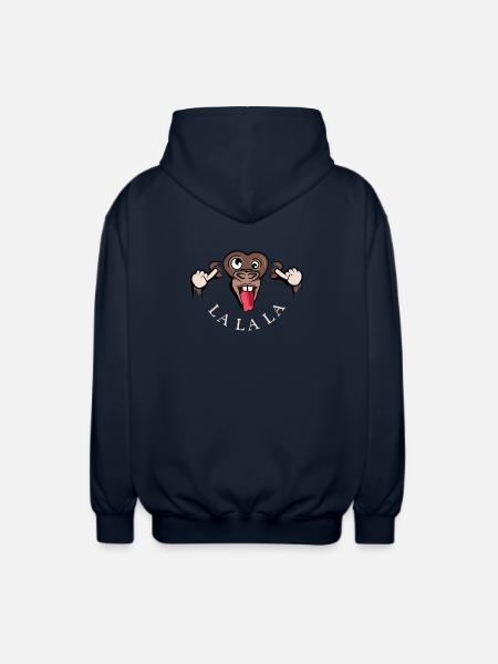 funny monkey lalala symbol illustration tongue - Unisex Hooded Jacket - navy