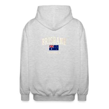 Brisbane, Australie, Vintage Flag Design - Veste à capuche unisexe - gris clair chiné - Dos - AI Model Male 185 light (185cm)