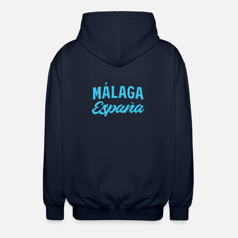 Málaga España Blue Script Design - Veste à capuche unisexe - marine