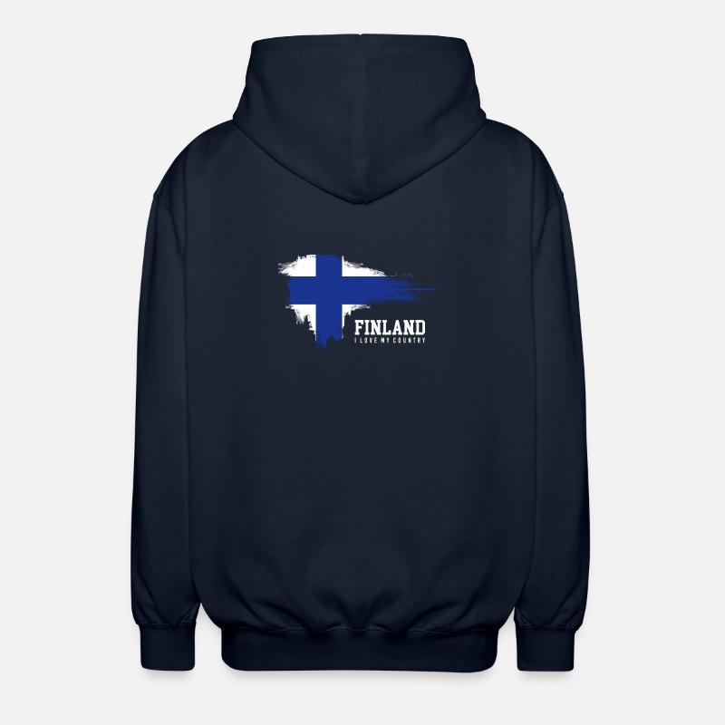 Finnish Flag Brush Pride - Unisex Hooded Jacket - navy