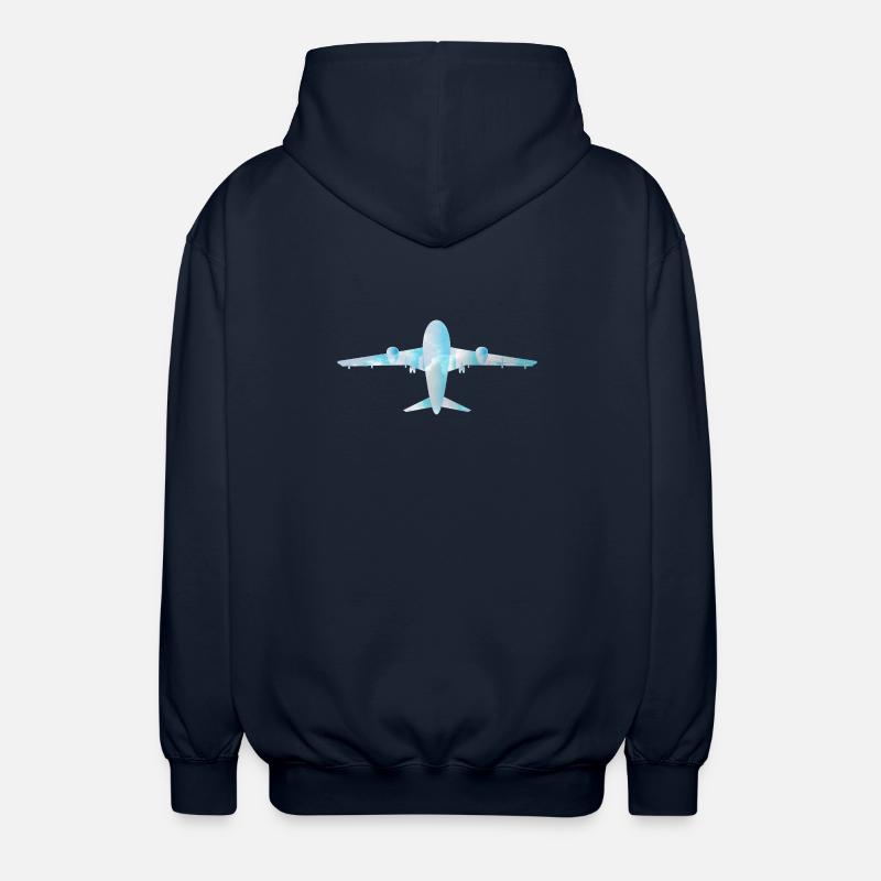 Passenger plane with cloud pattern - Unisex Hooded Jacket - navy