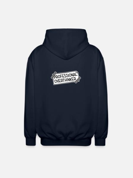 Professional Overthinker Funny Brooding Anxiety Logo - Unisex Hooded Jacket - navy