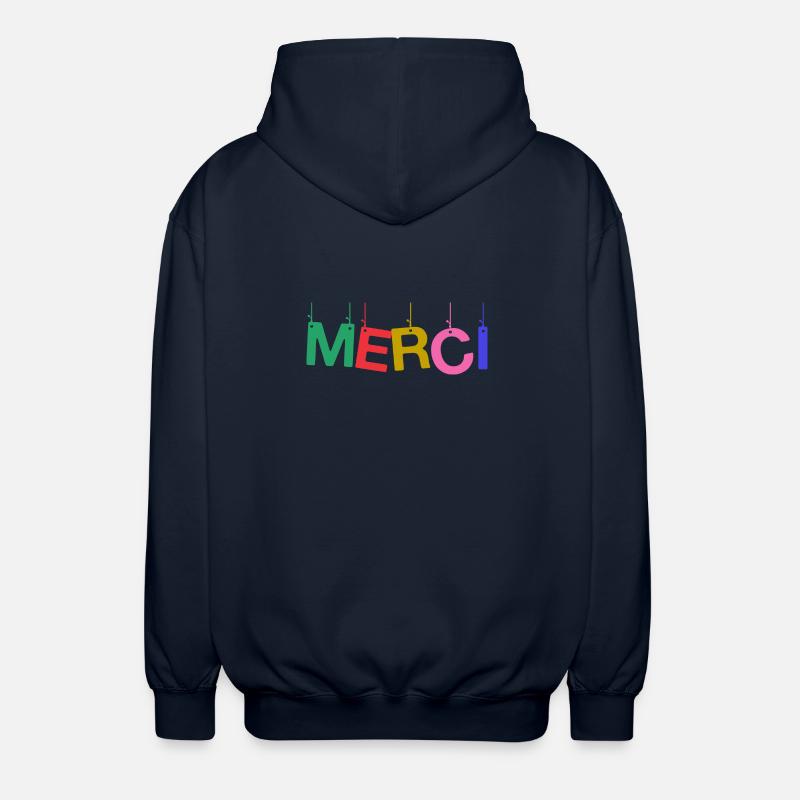MERCI. MAÎTRESSE. MAÎTRE. MERCI MAÎTRESSE - Veste à capuche unisexe - marine