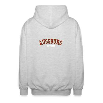 Augsbourg Fondée en 1986 - Veste à capuche unisexe - gris clair chiné - Dos - AI Model Male 185 light (185cm)