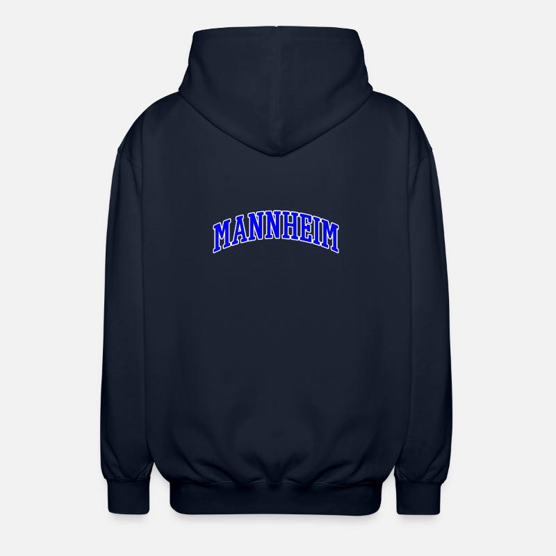 Lettrage Mannheim Bleu Blanc - Veste à capuche unisexe - marine