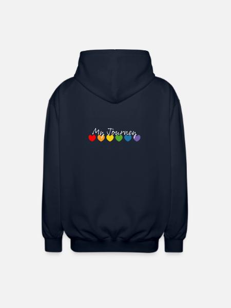 Rainbow heart my journey white - Unisex Hooded Jacket - navy