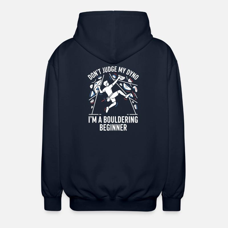 Don't Judge My Dyno—Boulder Beginner - Unisex Hooded Jacket - navy