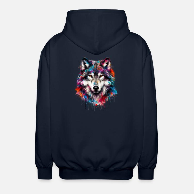 Wolf - Unisex Hooded Jacket - navy