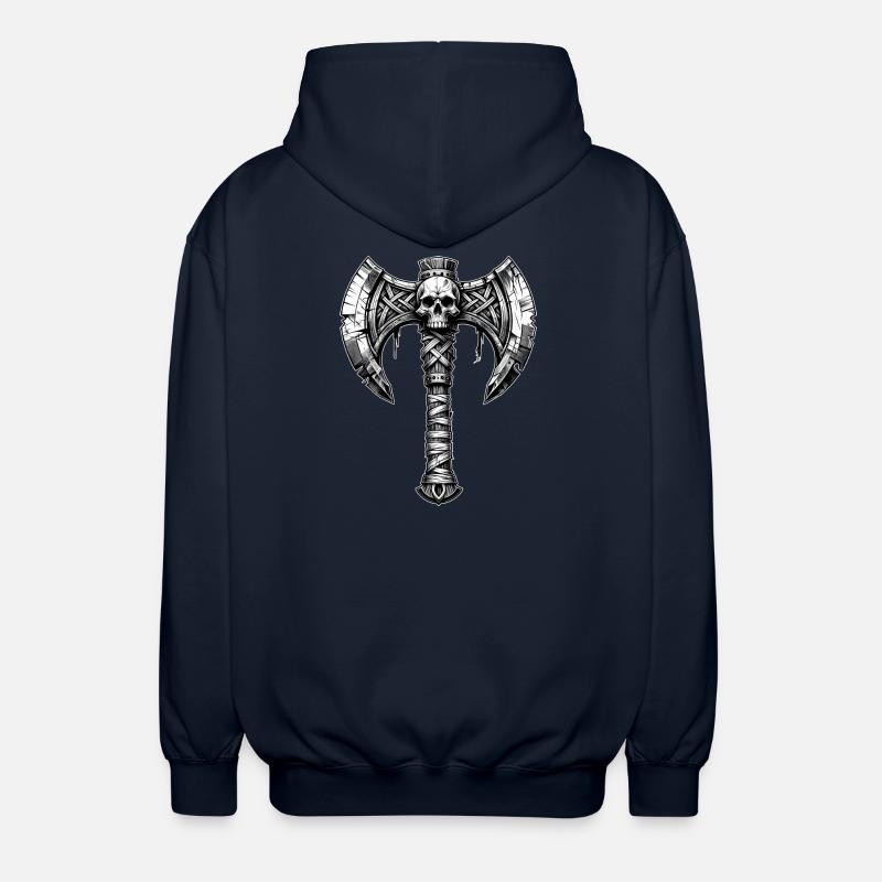 Axe throwing axe skull design - Unisex Hooded Jacket - navy