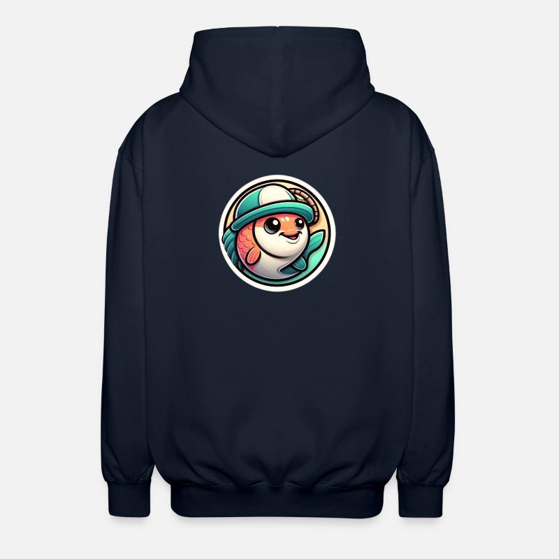 Fisch mit Anglerhut - Unisex Kapuzenjacke - Navy