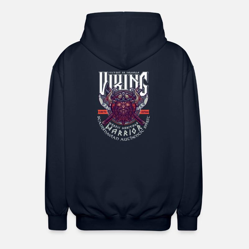 VIKING, VICTORY OR VALHALLA! - Unisex Hooded Jacket - navy