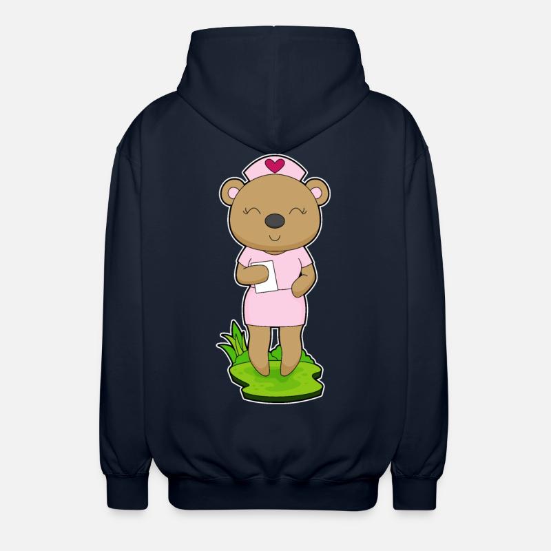 Bear Nurse Sticky Note - Unisex Hooded Jacket - navy