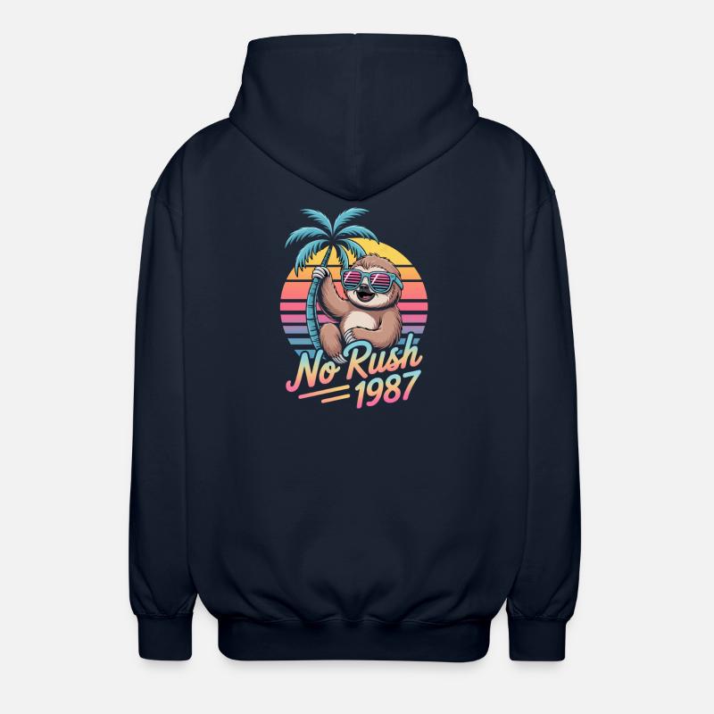 No Rush 1987 Sloth Retro Sunset - Veste à capuche unisexe - marine