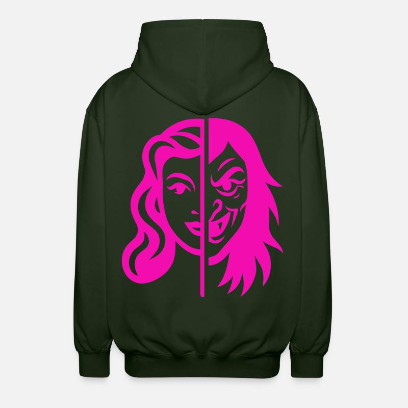 Split Face Kontrast - Unisex Kapuzenjacke - Forstgrün 