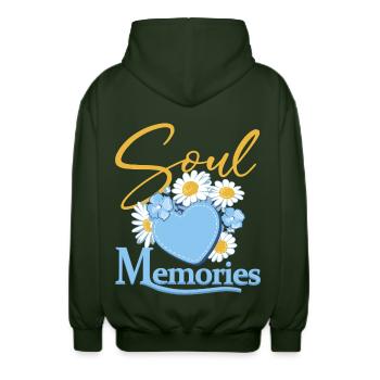 Soul Memories - Unisex Hooded Jacket - forest green - Back - AI Model Male 185 light (185cm)