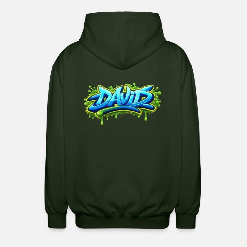 Graffiti name DAVID printable on everything  - Veste à capuche unisexe - vert forêt