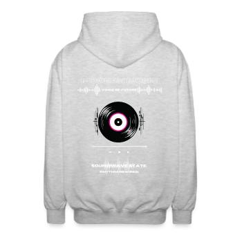 Musique Moderne - Schallpaltte Vinyl - Veste à capuche unisexe - gris clair chiné - Dos - AI Model Male 185 light (185cm)