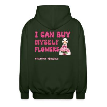 Valentinstag Selbstliebe Ente - Unisex Kapuzenjacke - Forstgrün  - Hinten - AI Model Male 185 light (185cm)