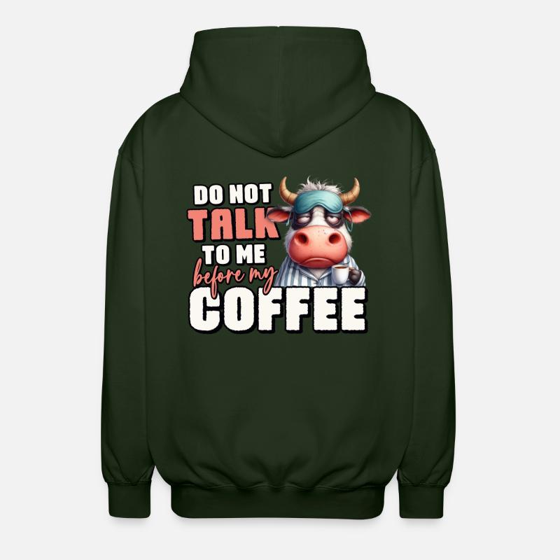 Vache fatiguée avec du café - Veste à capuche unisexe - vert forêt