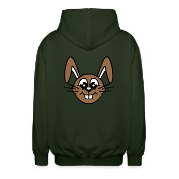 Hase Kaninchen Häschen Cartoon Kleintier niedlich - Unisex Kapuzenjacke - Forstgrün  - Hinten - AI Model Male 185 light (185cm)